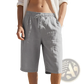 Men's Casual Linen Drawstring Elastic Waist Shorts