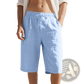 Men's Casual Linen Drawstring Elastic Waist Shorts