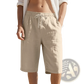 Men's Casual Linen Drawstring Elastic Waist Shorts