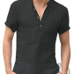 Men's Casual Short Sleeve Linen Blend Summer Shirt