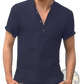 Men's Casual Short Sleeve Linen Blend Summer Shirt