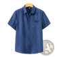 Men's Casual Short Sleeve Pure Linen Button Down Shirt