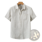 Men's Casual Short Sleeve Pure Linen Button Down Shirt