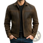 Men's Casual Suede Zipper Jacket with Classic Lapel Collar
