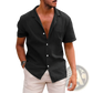 Men's Casual Textured Short Sleeve Button Down Shirt