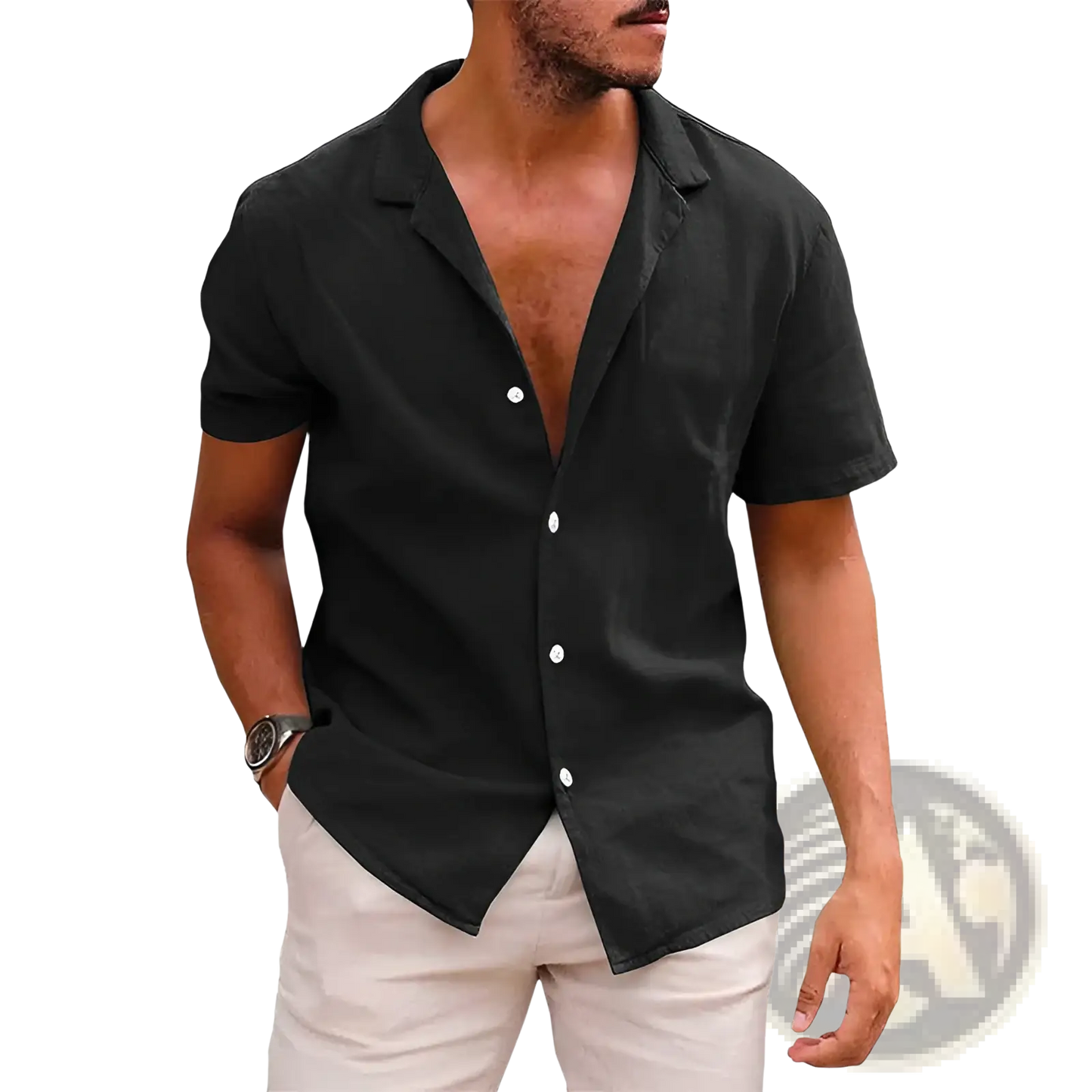Men's Casual Textured Short Sleeve Button Down Shirt