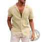Men's Casual Textured Short Sleeve Button Down Shirt