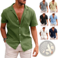 Men's Casual Textured Short Sleeve Button Down Shirt