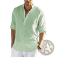 Men's Casual v Neck Rolled Sleeve Linen Pullover Shirt