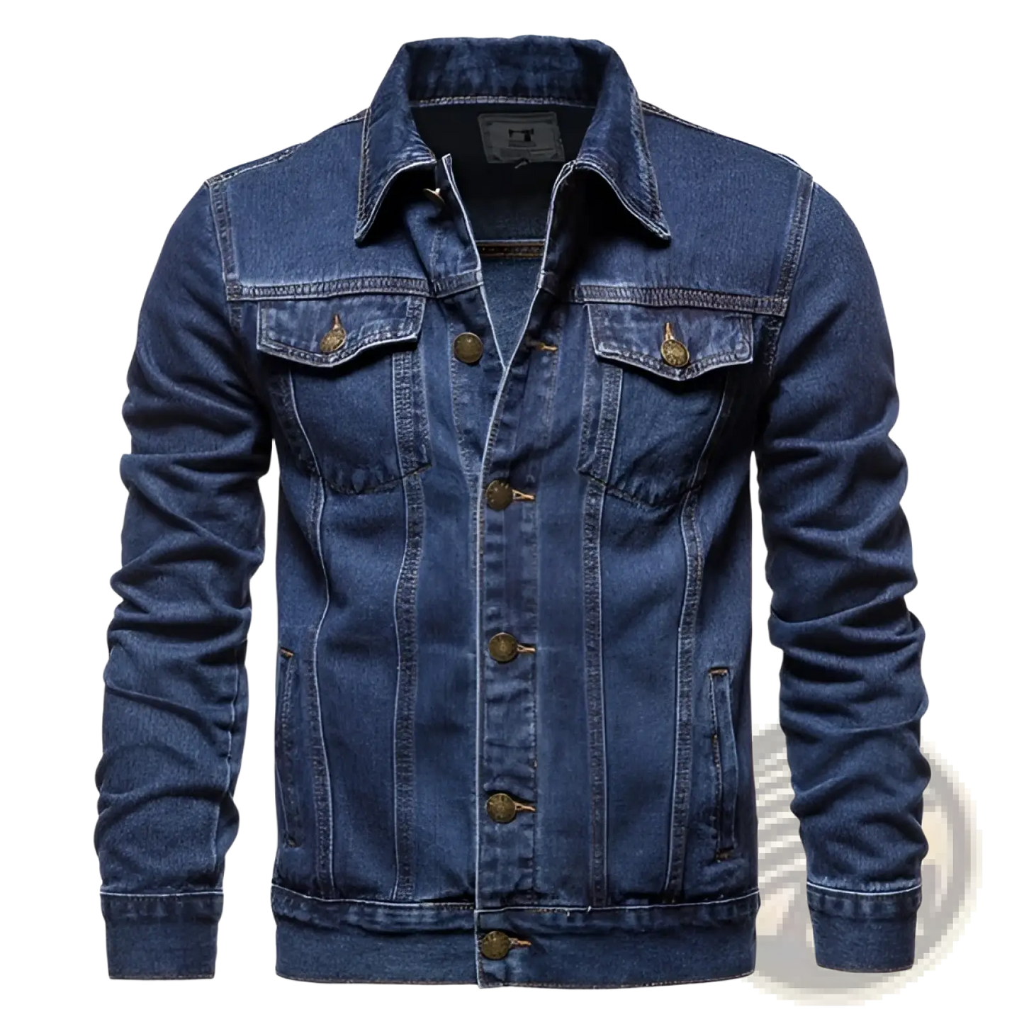 Men's Classic Dark Blue Denim Button Up Jacket
