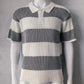 Men's Striped Ribbed Knit Short Sleeve Polo Sweater