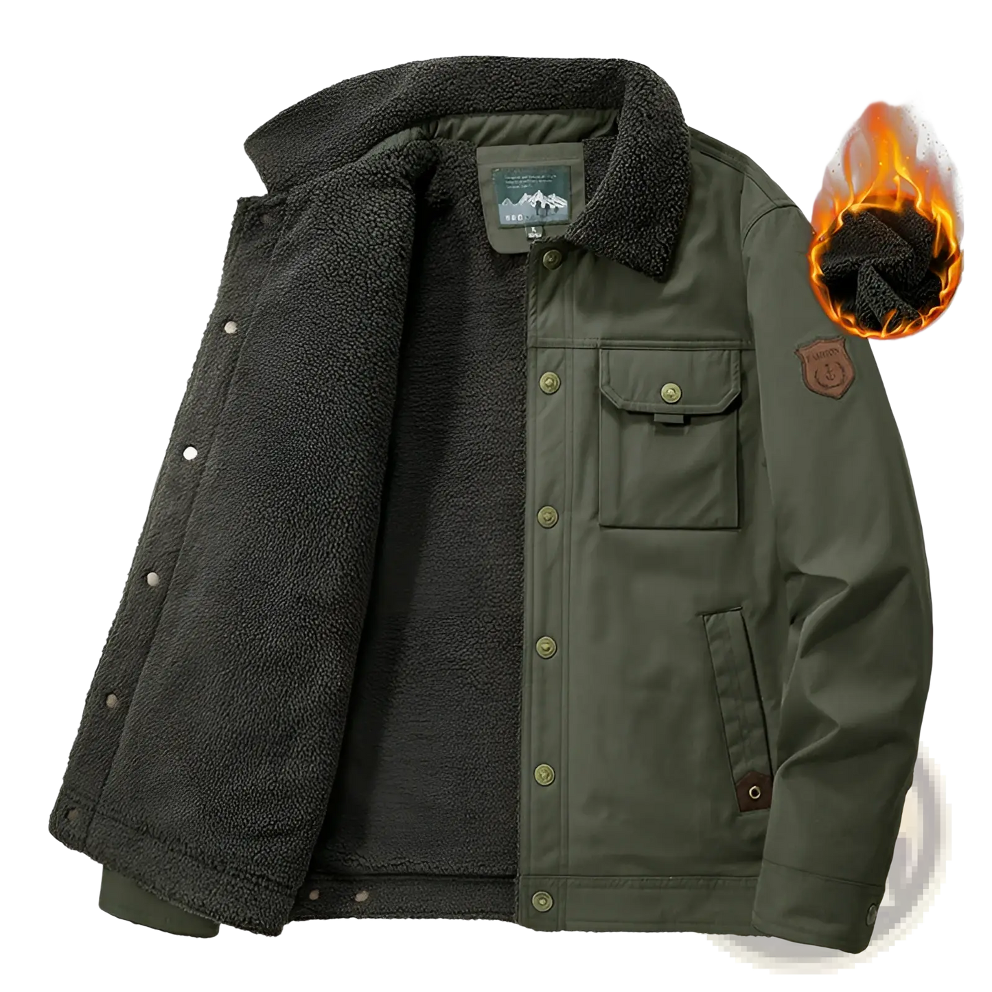Men's Corduroy Fleece Lined Quilted Patch Jacket
