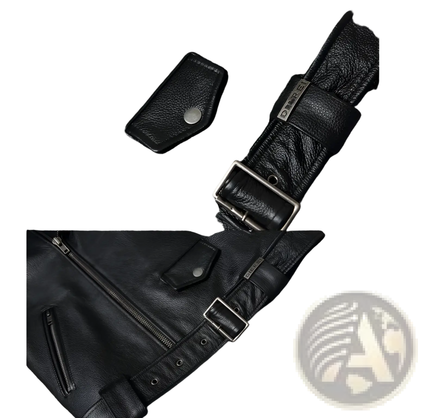Men's Cowhide Leather Motorcycle Biker Jacket with Lapels