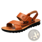 Men's Cowhide Leather Sandals with Buckle Accents