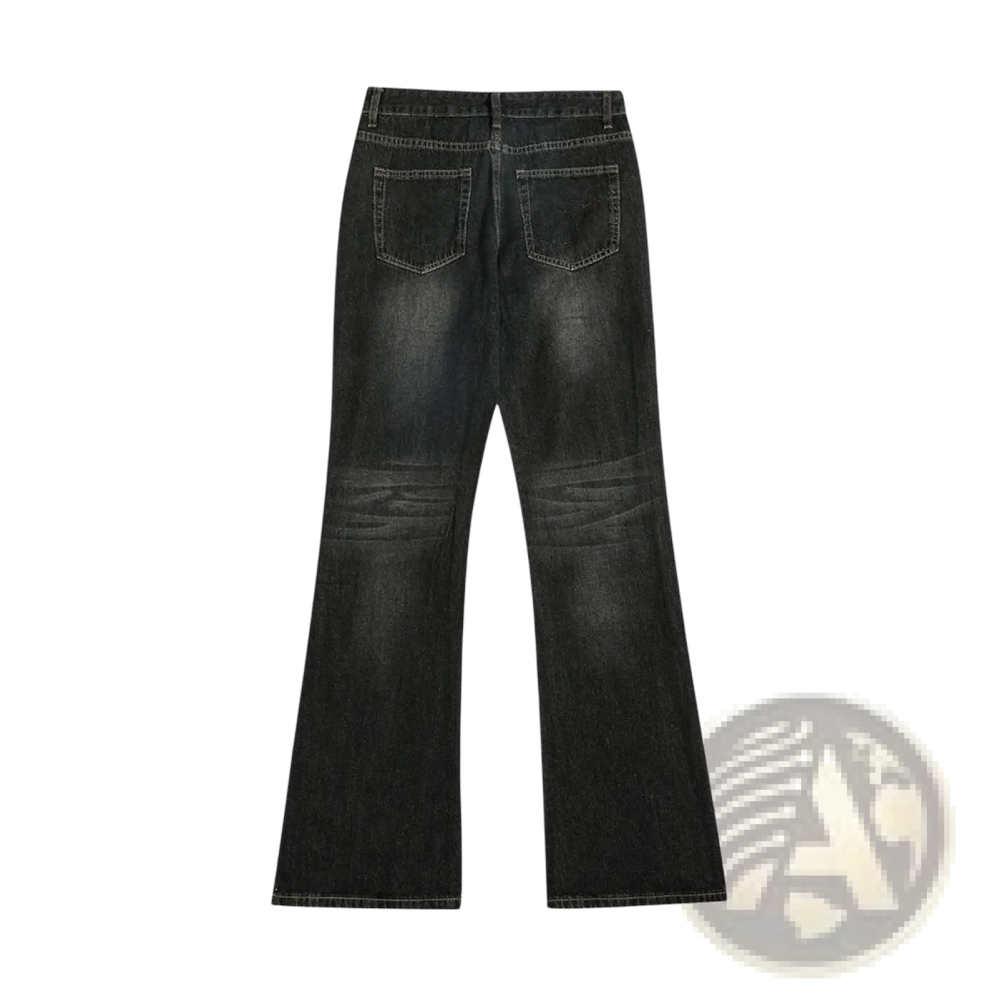 Men's Distressed Flare Leg Dark Wash Denim Jeans