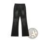 Men's Distressed Flare Leg Dark Wash Denim Jeans