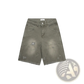 Men's Distressed Frayed Hem Denim Shorts
