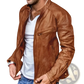 Men's Distressed Pu Leather Motorcycle Jacket