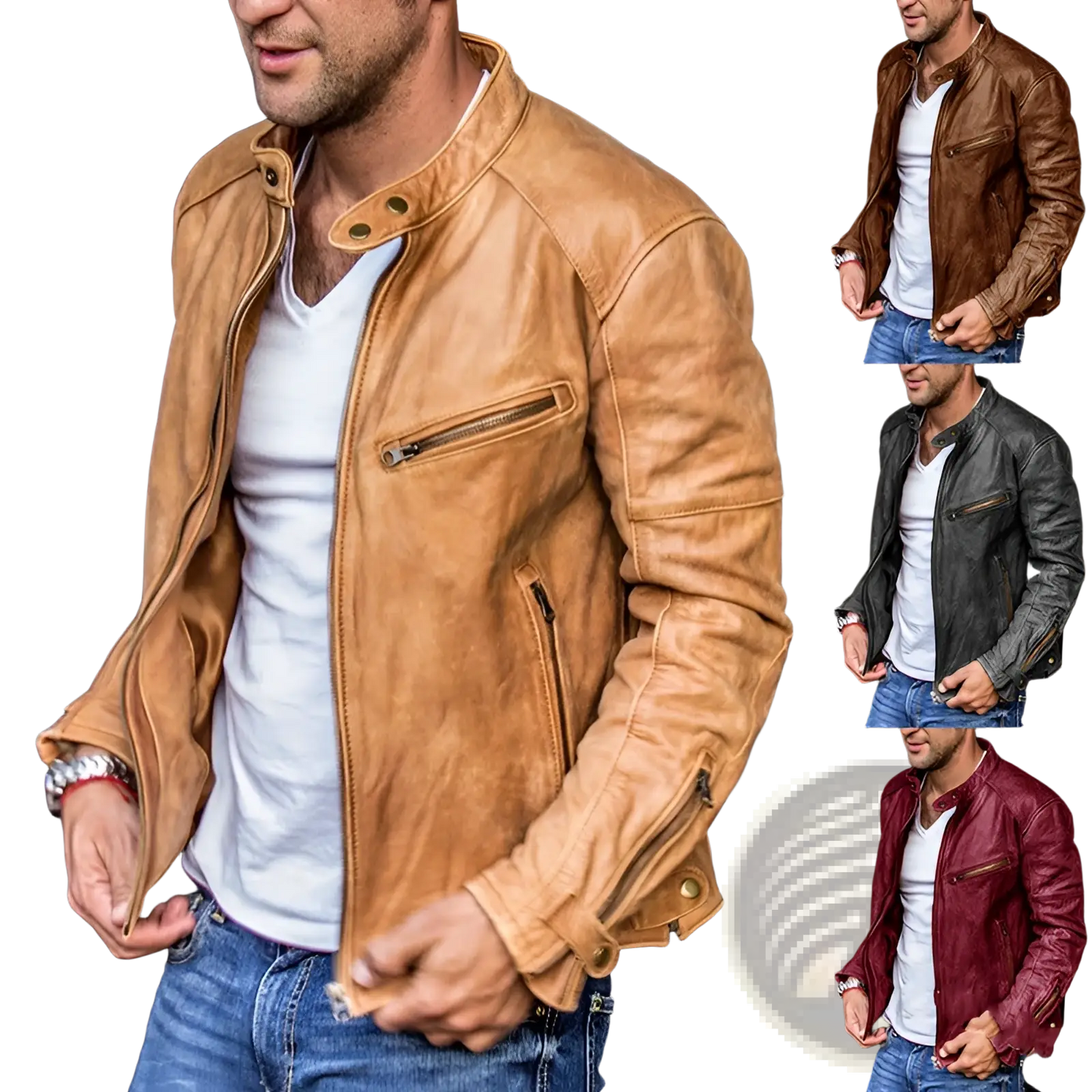 Men's Distressed Pu Leather Motorcycle Jacket