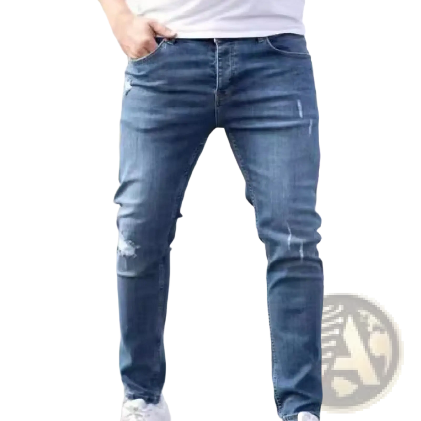 Men's Distressed Slim Fit Stretch Denim Jeans