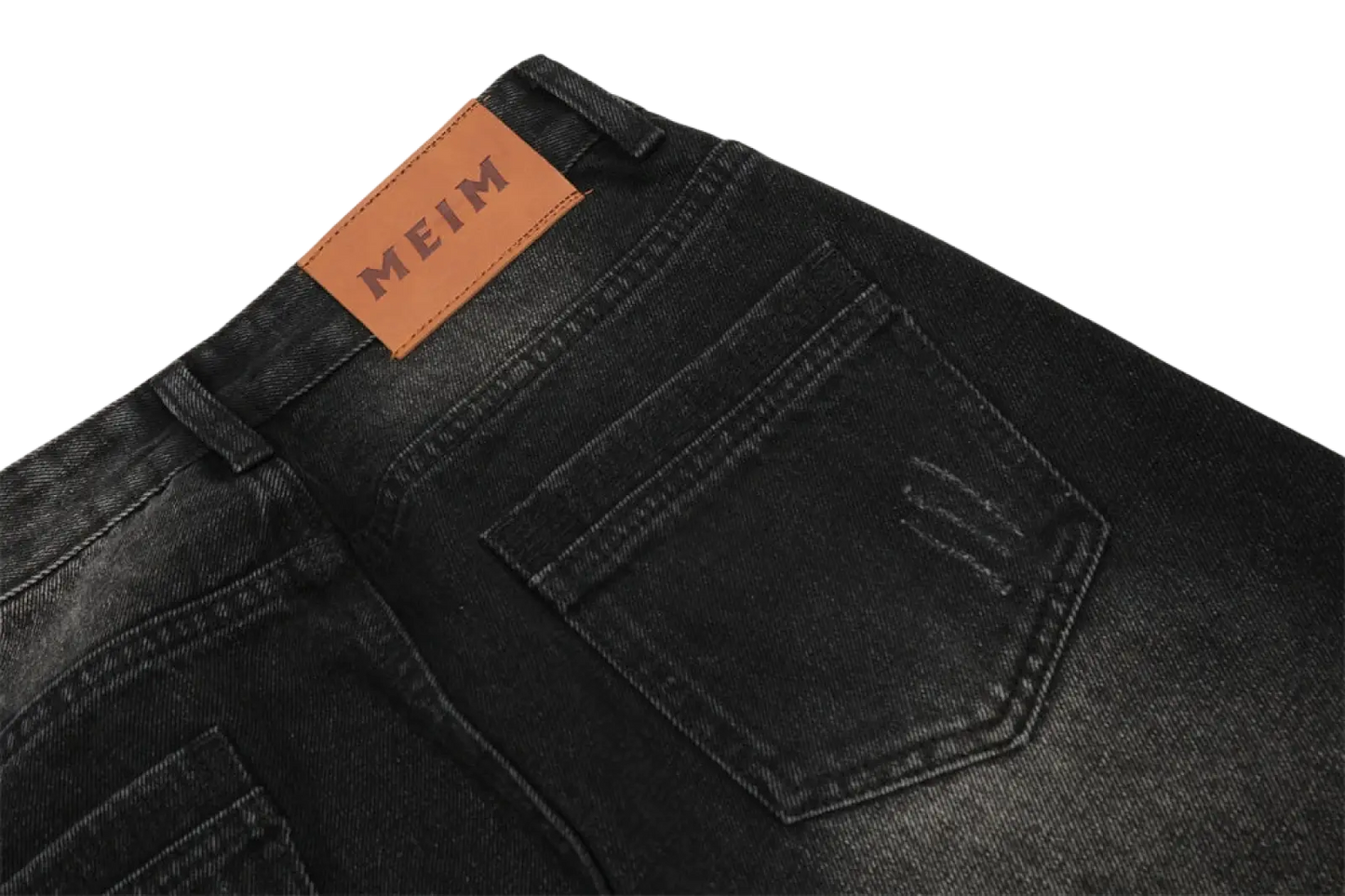 Men's Distressed Straight Leg Black Denim Jeans