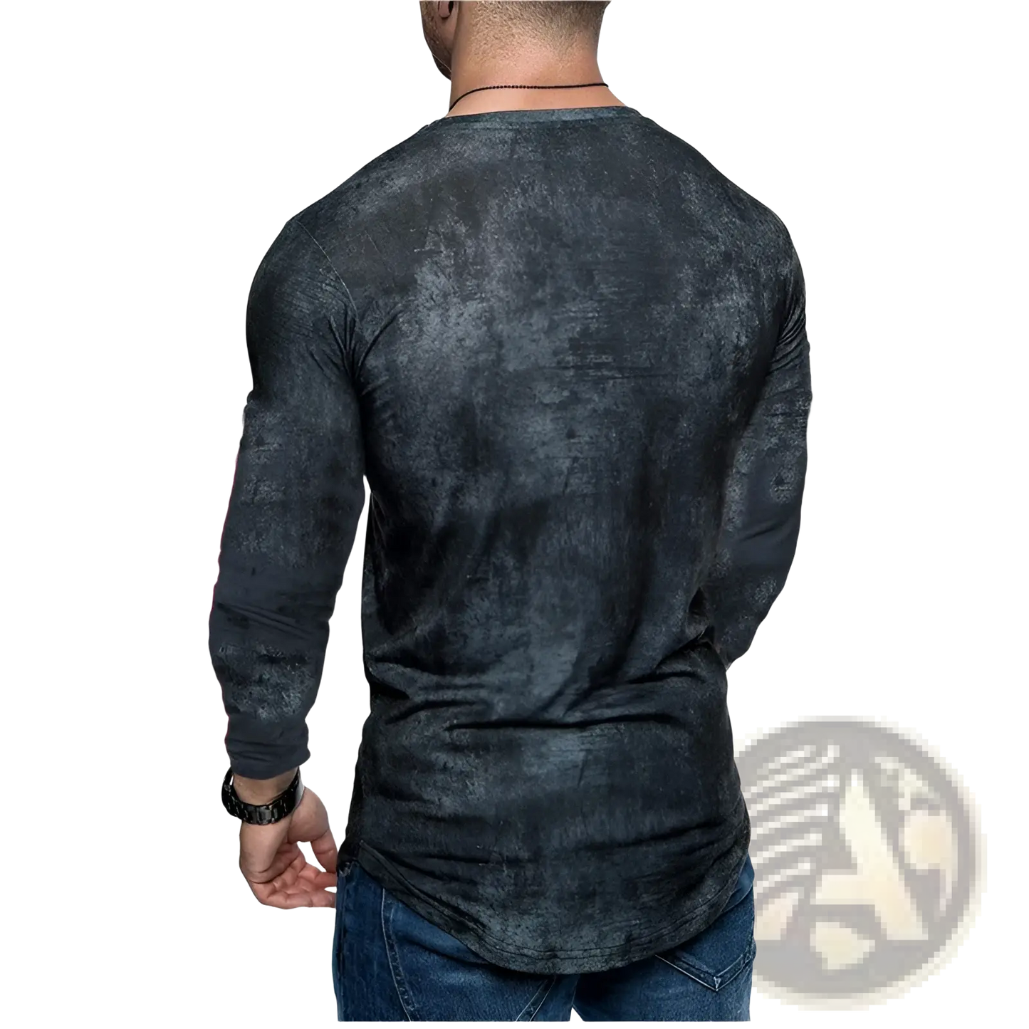 Men's Distressed Textured Long Sleeve T-shirt