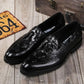 Men's Crocodile Embossed Leather Tassel Brogue Shoes