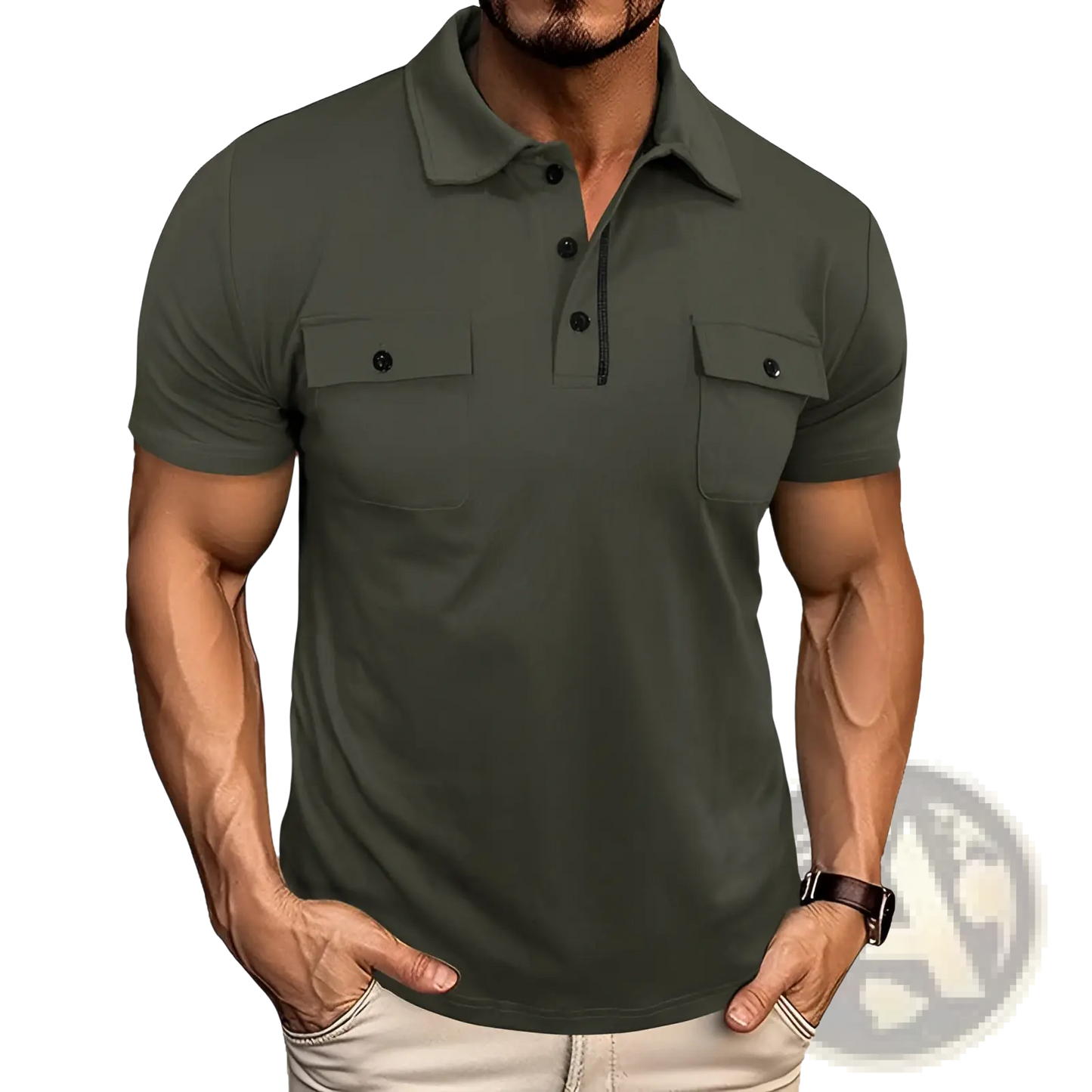 Men's Dual Pocket Short Sleeve Cotton Blend Polo Shirt