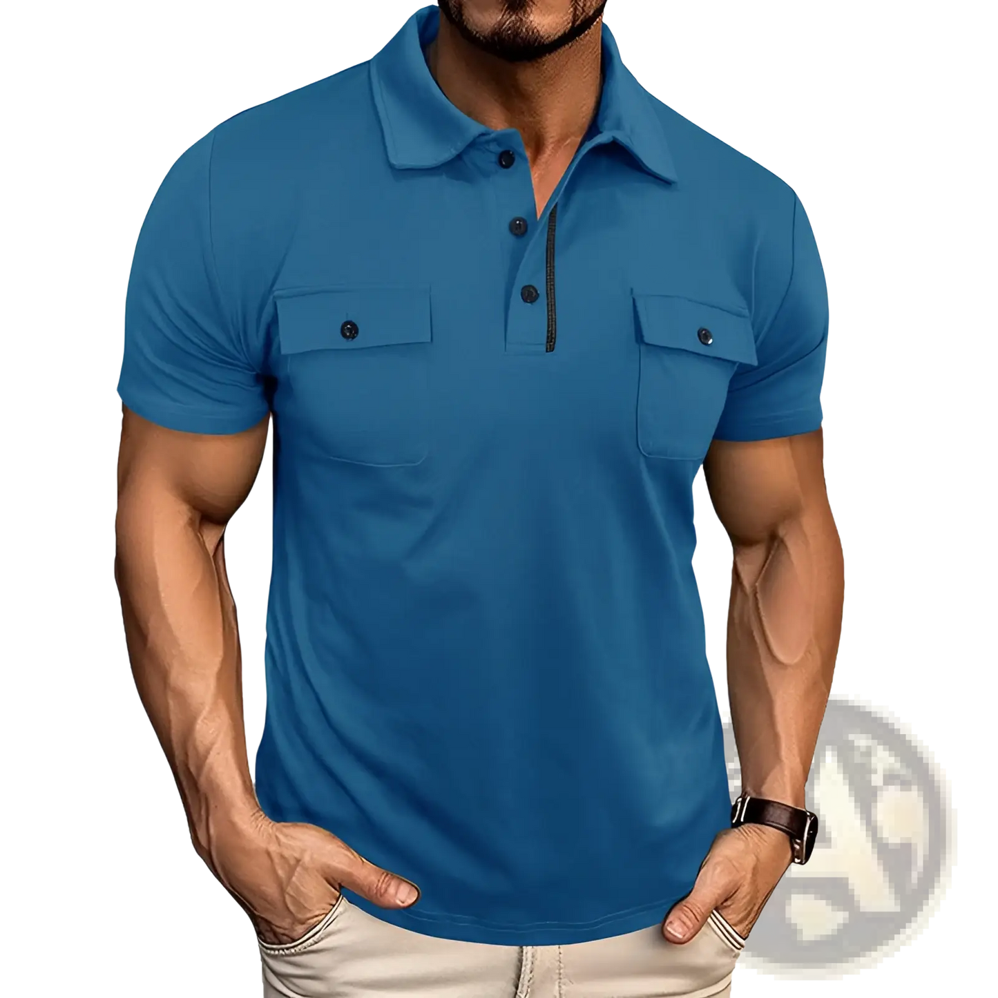 Men's Dual Pocket Short Sleeve Cotton Blend Polo Shirt