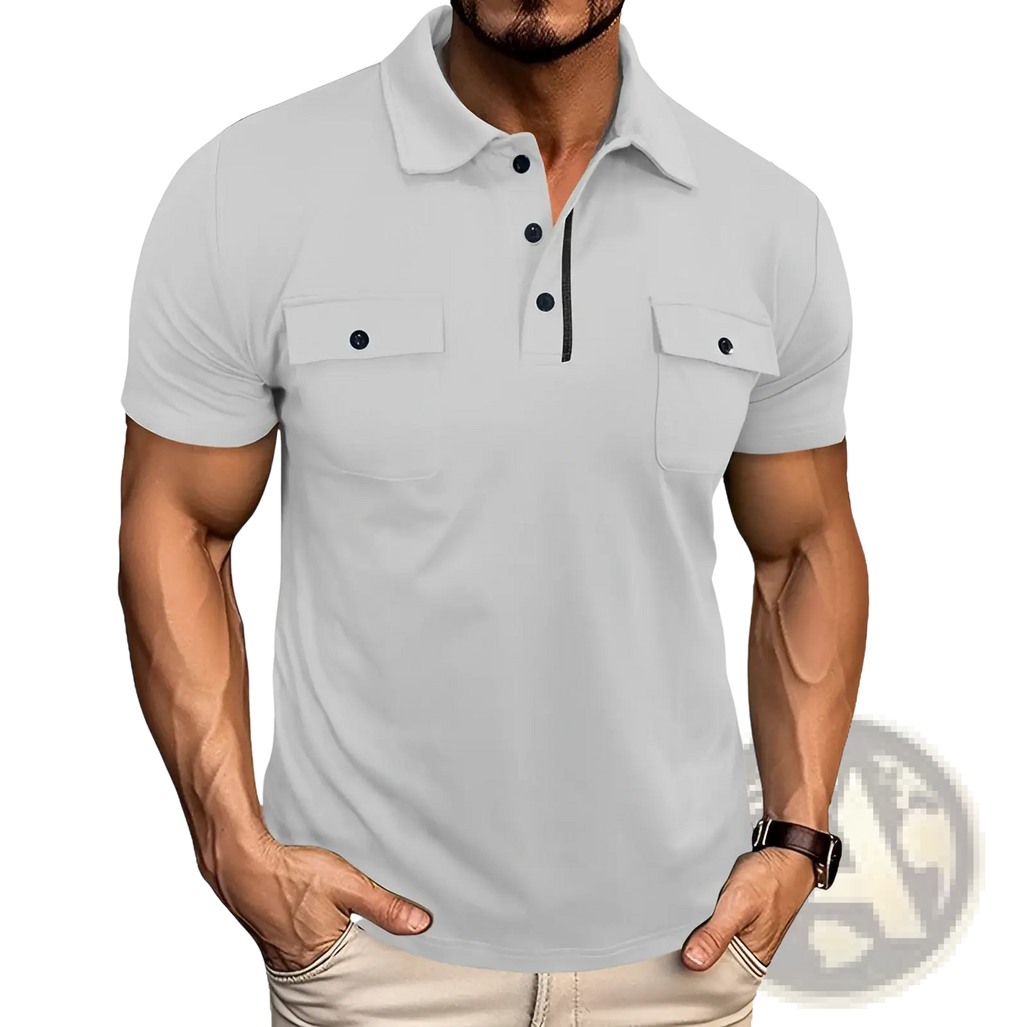 Men's Dual Pocket Short Sleeve Cotton Blend Polo Shirt