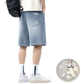 Men's Elastic Waist Light Wash Denim Shorts