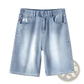 Men's Elastic Waist Light Wash Denim Shorts