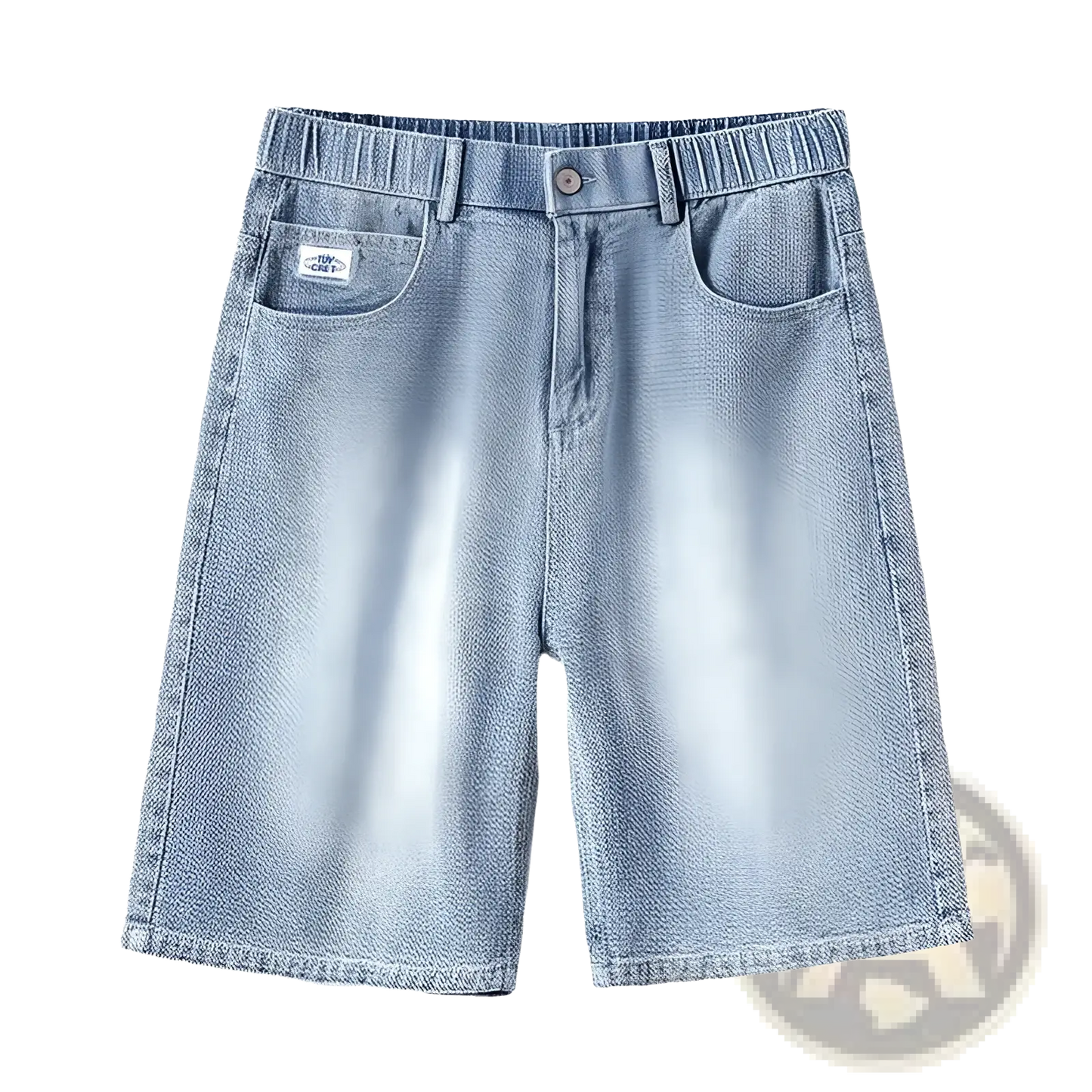 Men's Elastic Waist Light Wash Denim Shorts