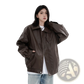 Men's Faux Leather Bomber Jacket Relaxed Fit Outerwear