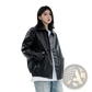 Men's Faux Leather Bomber Jacket Relaxed Fit Outerwear