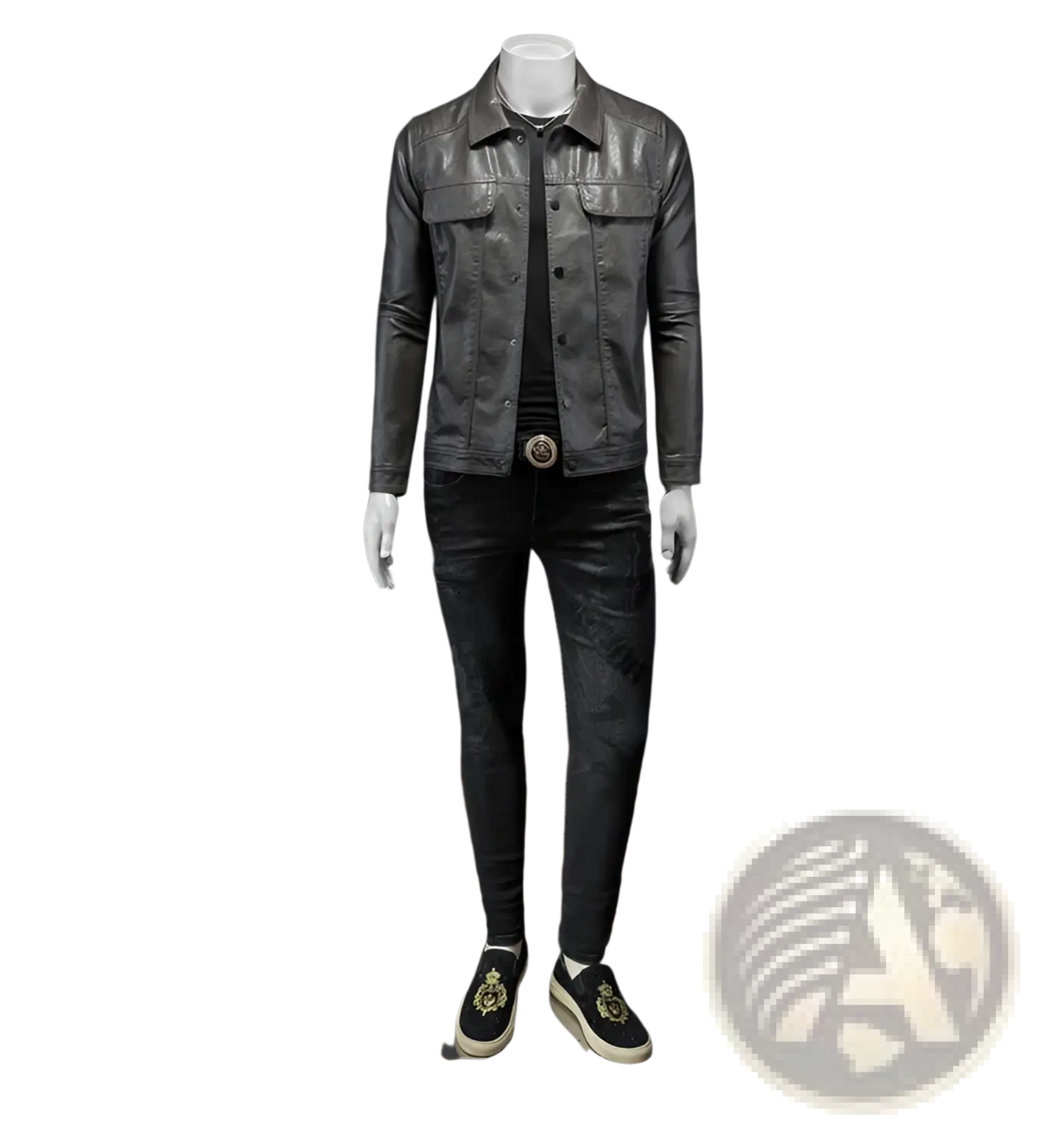Men's Faux Leather Button Front Motorcycle Jacket