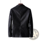 Men's Faux Leather Double Breasted Jacket with Pockets