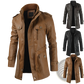 Men's Faux Leather Stand Collar Trench Coat