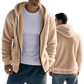 Men's Fleece Lined Loose Zip Up Hooded Jacket