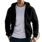 Men's Fleece Lined Loose Zip Up Hooded Jacket