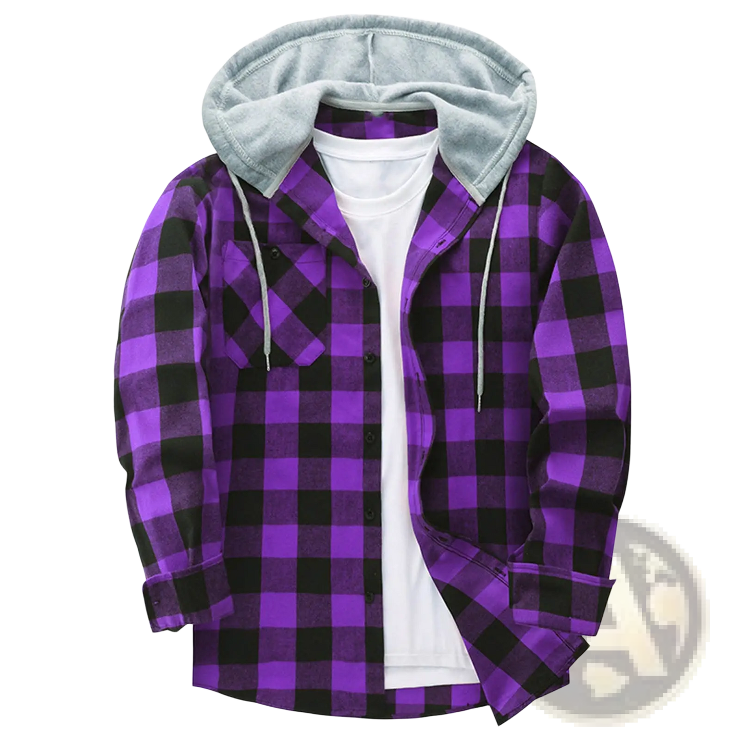 Men's Fleece Lined Plaid Flannel Hooded Shirt
