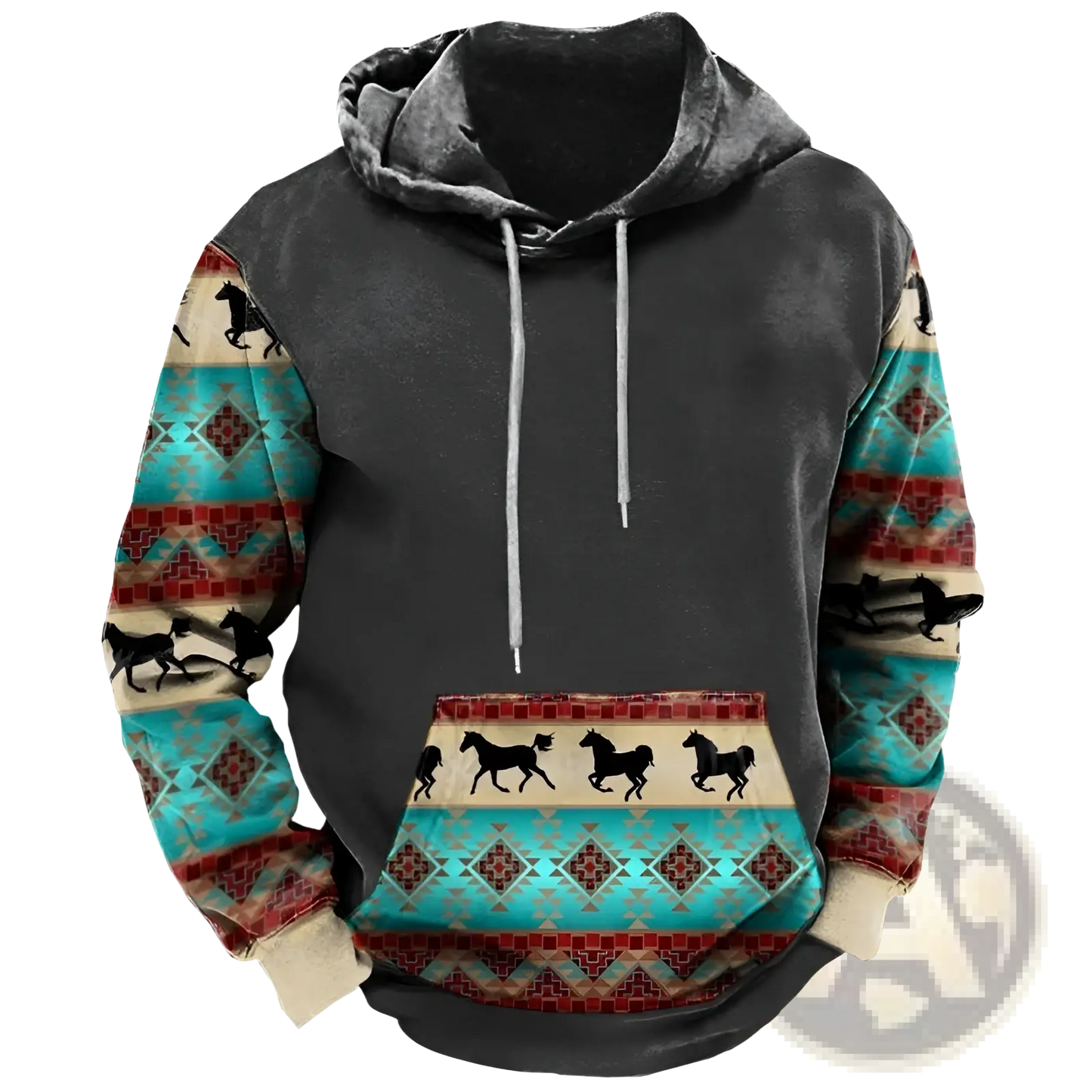 Men's Geometric Tribal Print Streetwear Pullover Hoodie