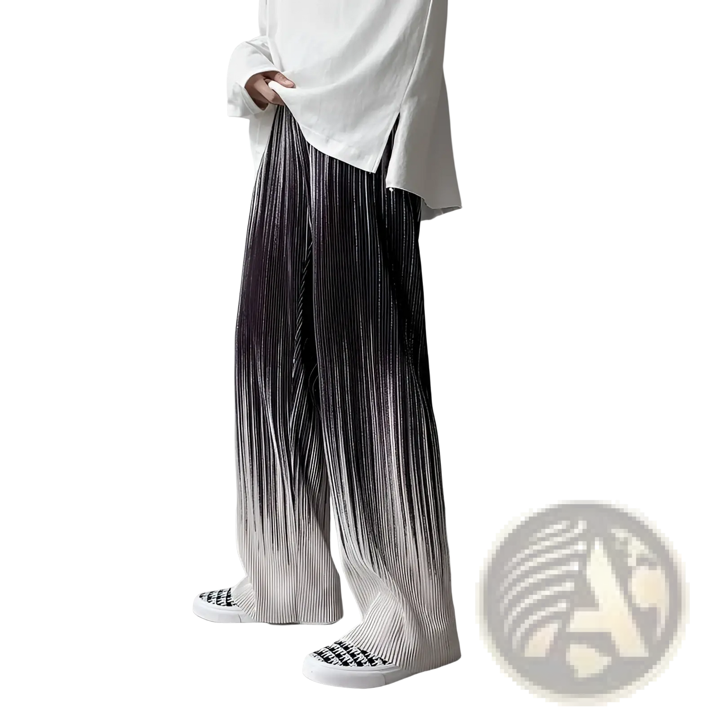 Men's Gradient Pleated Wide Leg Drape Pants