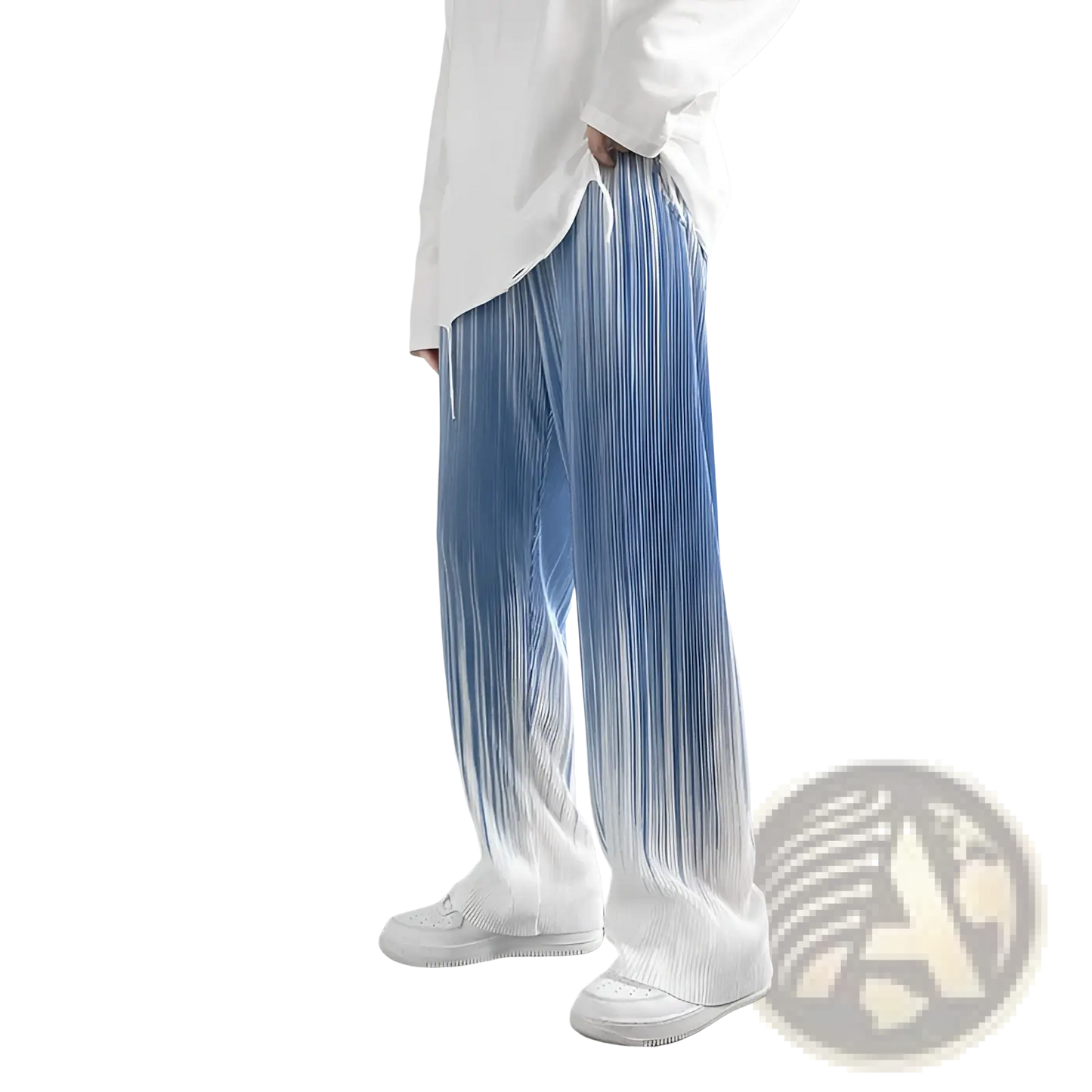 Men's Gradient Pleated Wide Leg Drape Pants