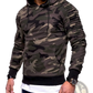 Men's Gray Camo Pleated Raglan Sleeve Hoodie