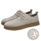 Men's Gray Suede Lace Up Casual Flat Shoes