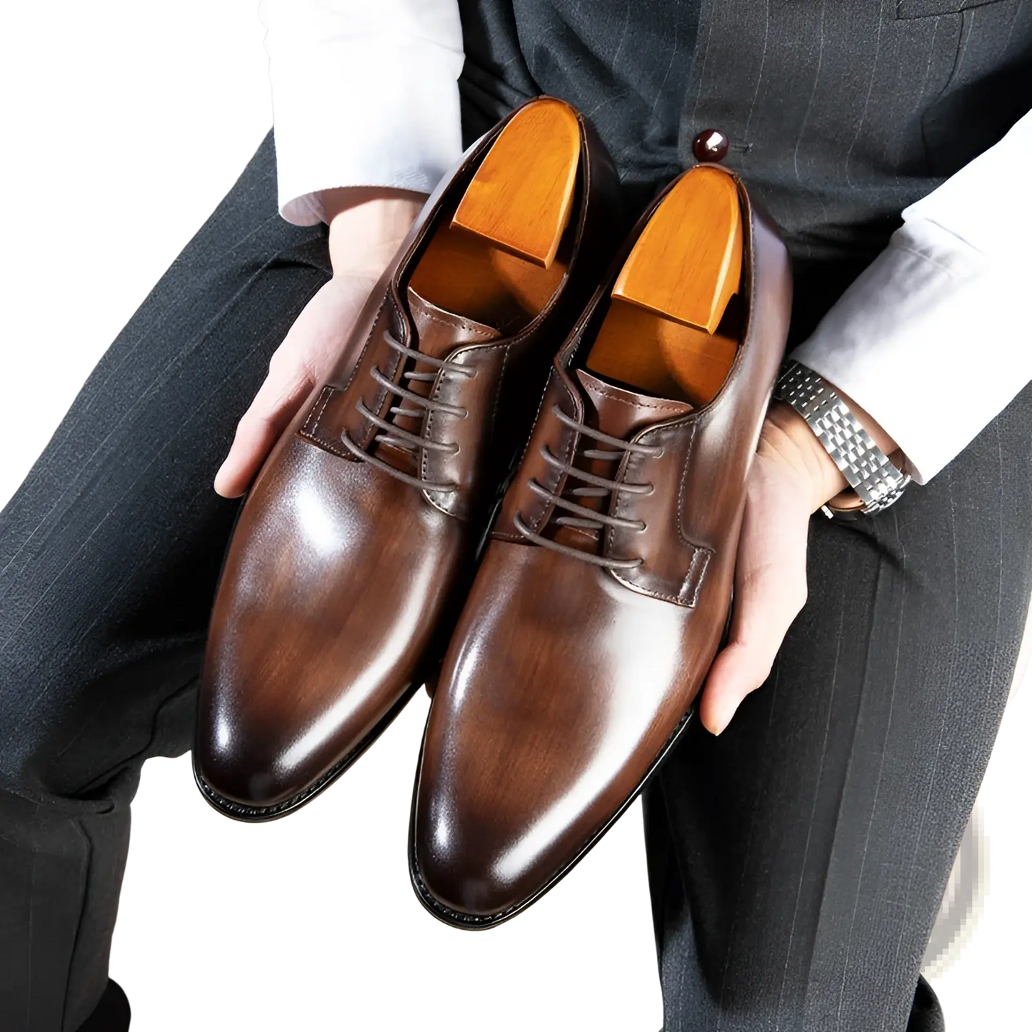 Men's Hand Rubbed Leather Oxford Dress Shoes