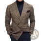 Men's Herringbone Double Breasted Knit Blazer