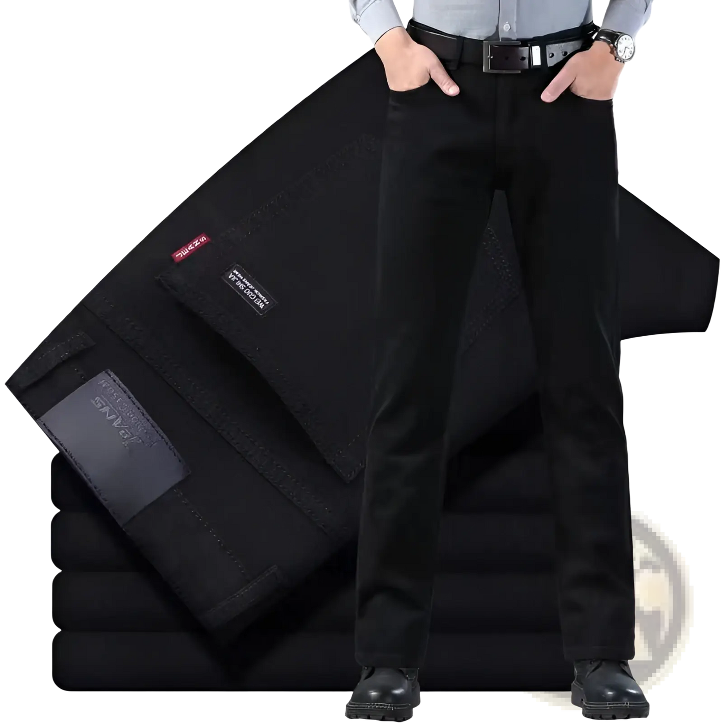 Men's High Waist Slim Fit Elastic Business Casual Jeans