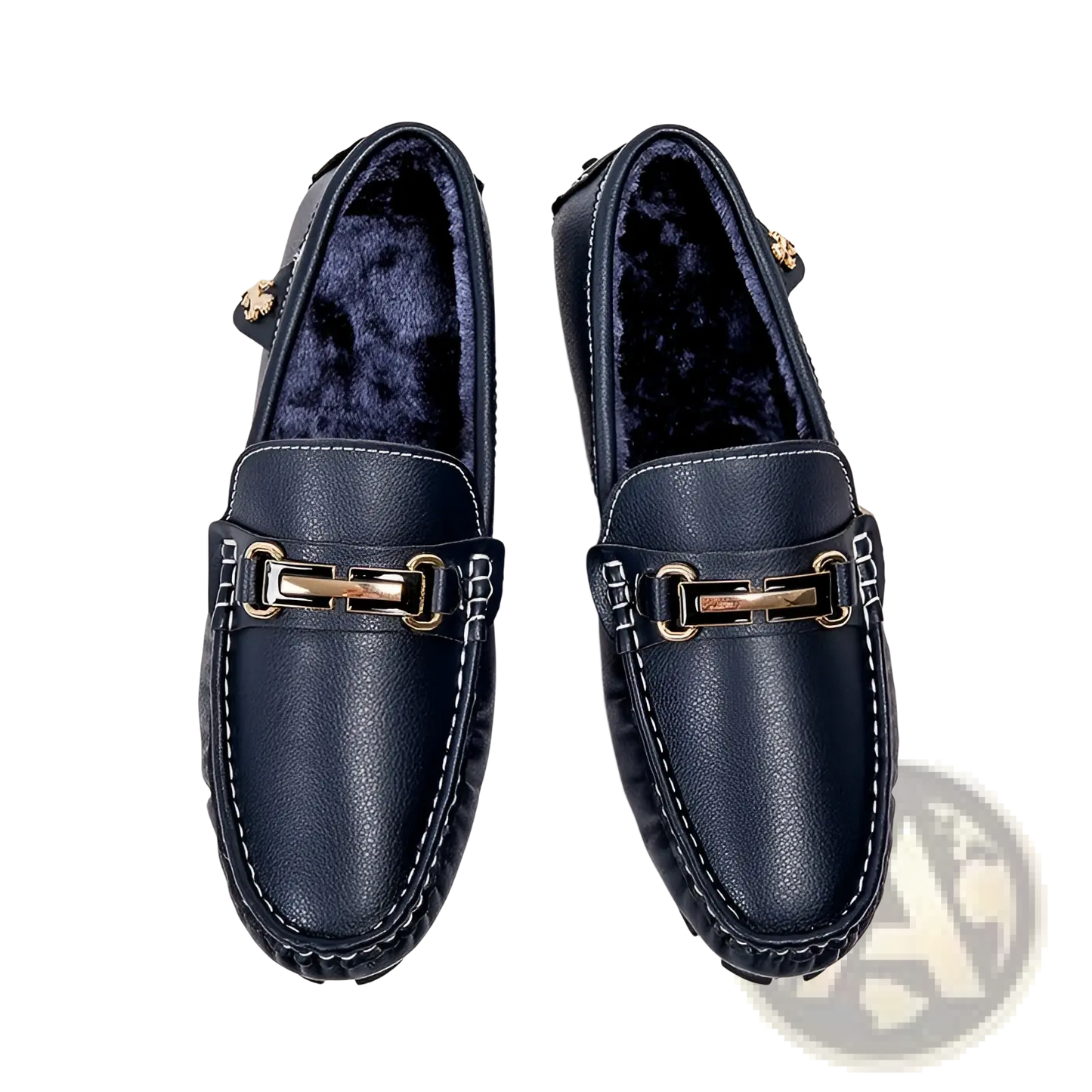Men's Horsebit Leather Loafers with Plush Winter Lining